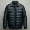 The Arctic Edge Leather Puffer Jacket - Mooka.Pk